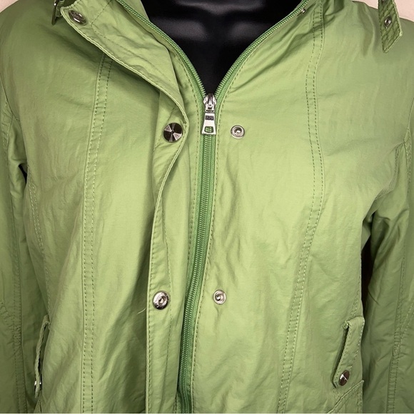 SMALL VINTAGE GALLERY BRAND WINDBREAKER JACKET COAT GREEN NYLON LINED HOODED - Picture 6 of 12